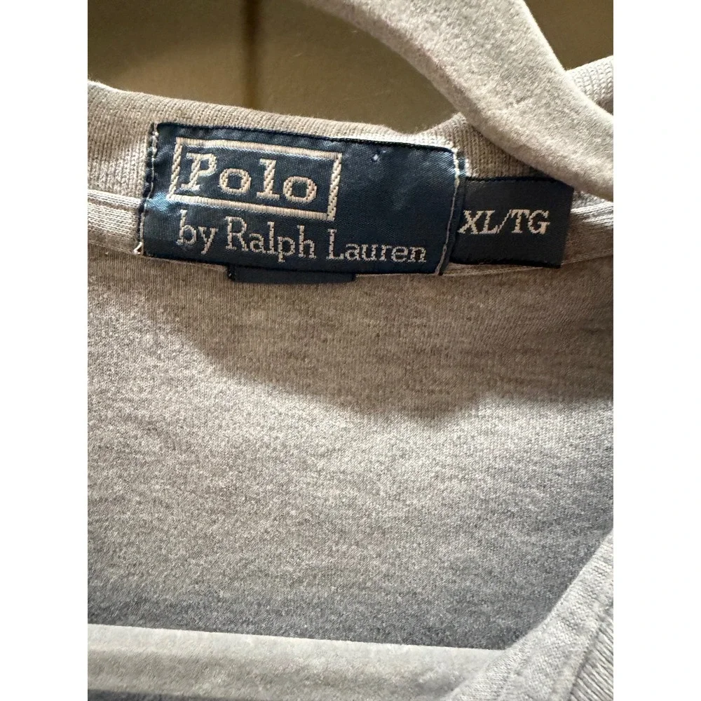 Polo Ralph Lauren Mens XL Short Sleeve Polo Shirt Heather Gray Navy Pony Logo